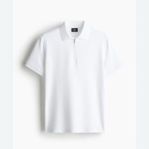 ☀️ H&M Terry Cloth Half-Zip Polo Shirt – White – Size M (NWT)